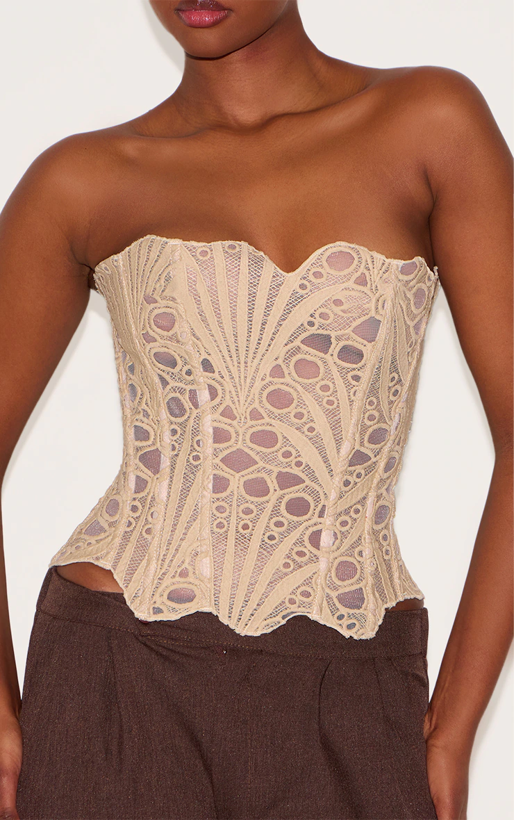 MARBELLA - TEXTURED SHEER FLORAL LACE CORSET