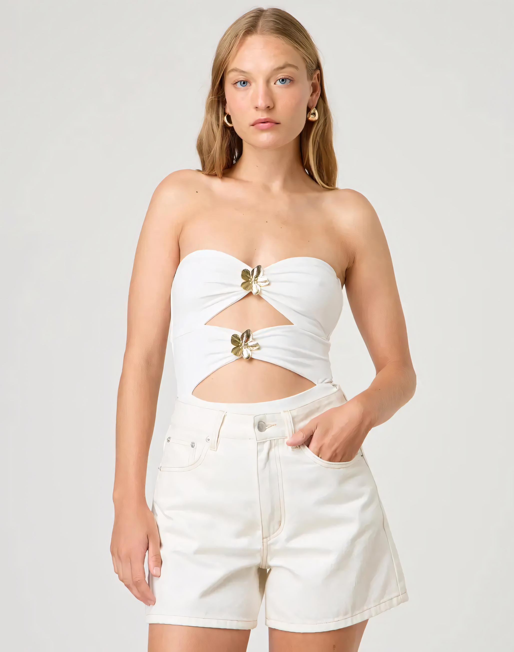 ELLA - STRAPLESS FLOWER TOP