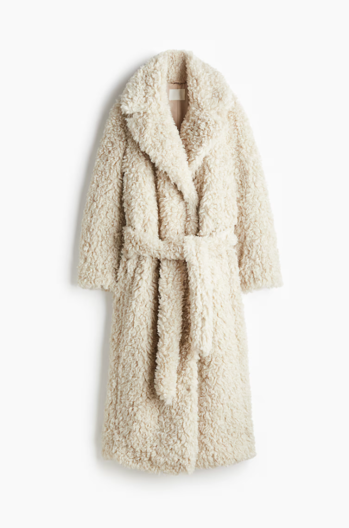 FLUFFY TIE-BELT COAT