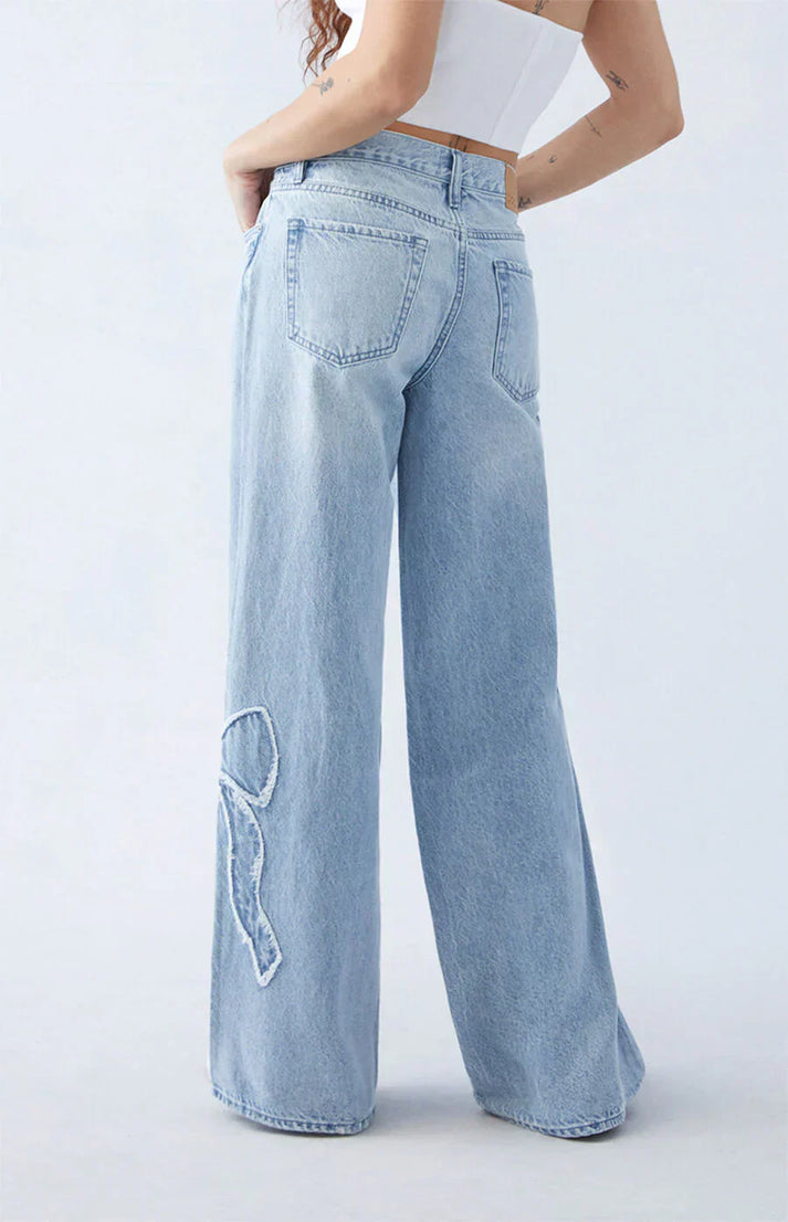 ELLIE - BOW MID RISE BAGGY JEANS