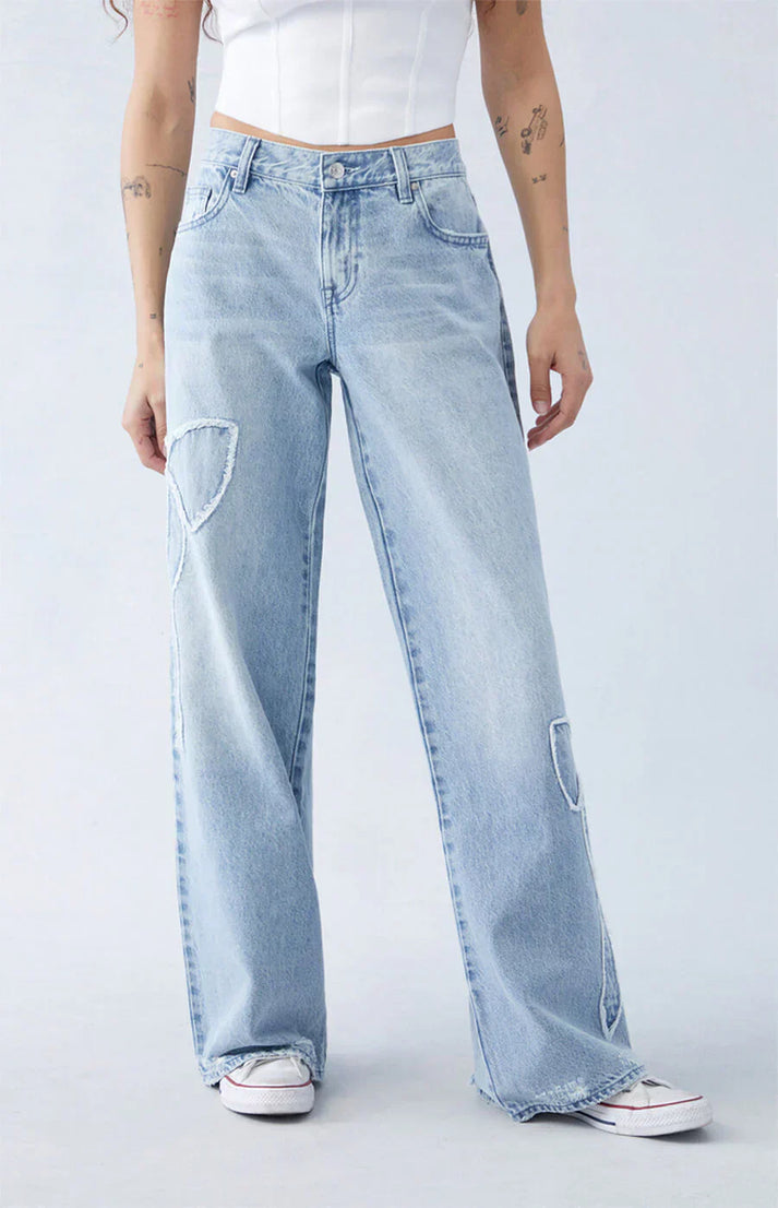 ELLIE - BOW MID RISE BAGGY JEANS